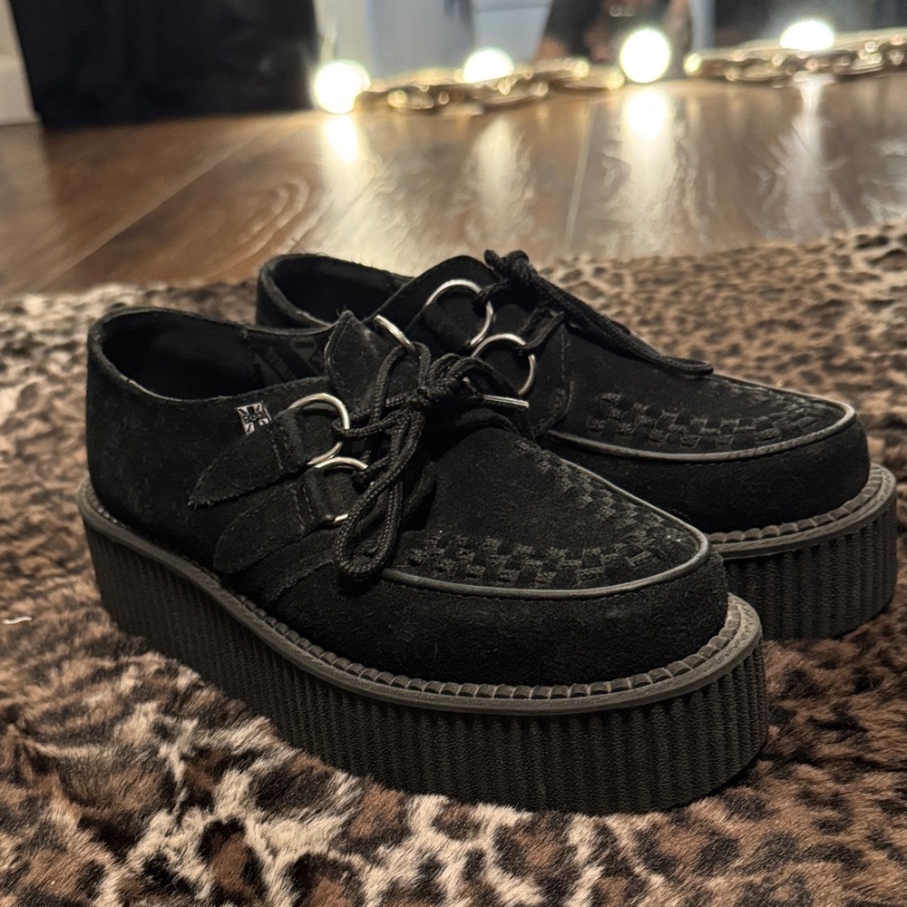 TUK Black Suede Platform Creeper Shoes